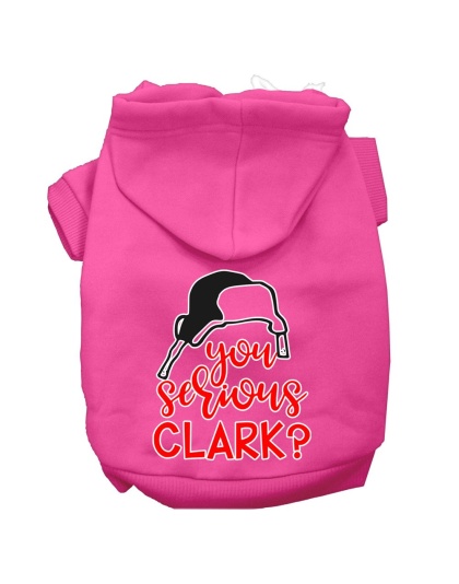 You Serious Clark? Screen Print Dog Hoodie Bright Pink L