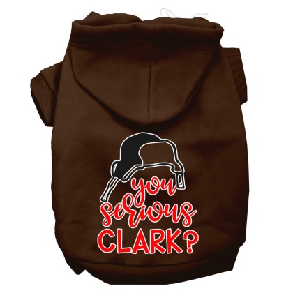 You Serious Clark? Screen Print Dog Hoodie Brown L