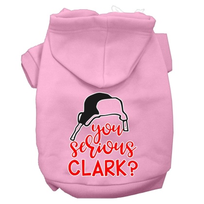 You Serious Clark? Screen Print Dog Hoodie Light Pink L