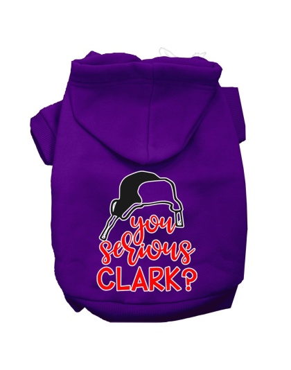 You Serious Clark? Screen Print Dog Hoodie Purple L