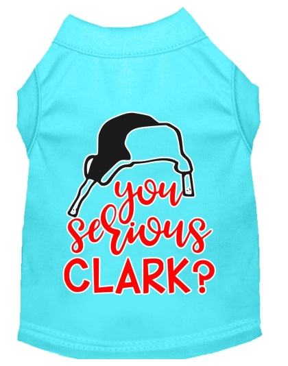 You Serious Clark? Screen Print Dog Shirt Aqua Lg