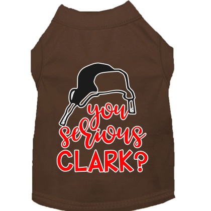 You Serious Clark? Screen Print Dog Shirt Brown Lg