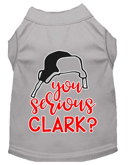 You Serious Clark? Screen Print Dog Shirt Grey Lg