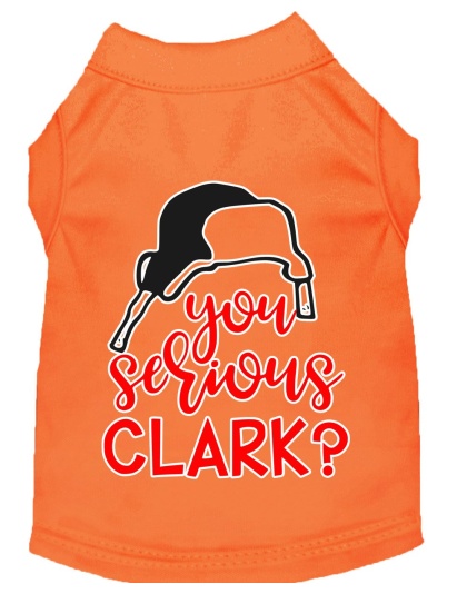 You Serious Clark? Screen Print Dog Shirt Orange Lg