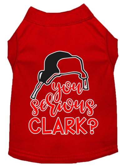 You Serious Clark? Screen Print Dog Shirt Red Lg