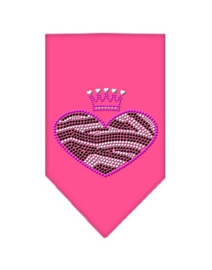 Zebra Heart Rhinestone Bandana Bright Pink Large