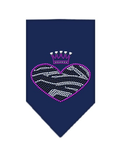 Zebra Heart Rhinestone Bandana Navy Blue large