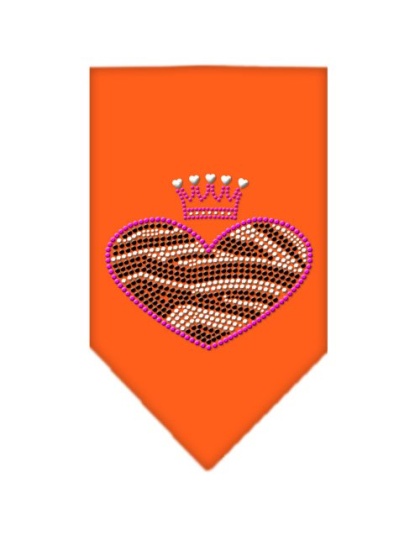 Zebra Heart Rhinestone Bandana Orange Large