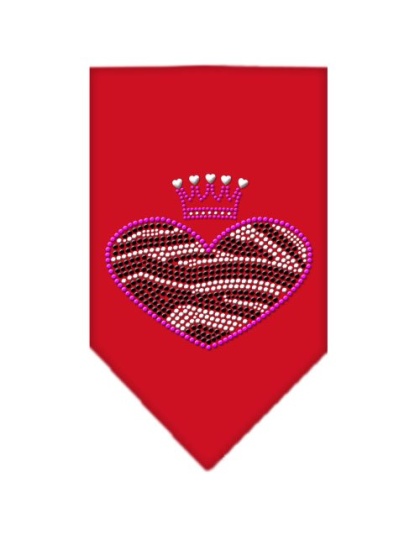 Zebra Heart Rhinestone Bandana Red Large