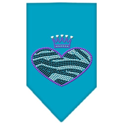 Zebra Heart Rhinestone Bandana Turquoise Large