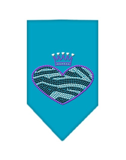 Zebra Heart Rhinestone Bandana Turquoise Large