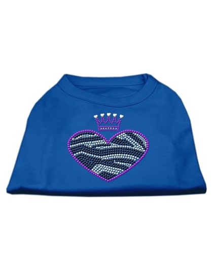 Zebra Heart Rhinestone Dog Shirt Blue Lg