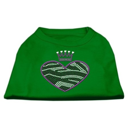 Zebra Heart Rhinestone Dog Shirt Emerald Green Lg