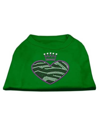 Zebra Heart Rhinestone Dog Shirt Emerald Green Lg