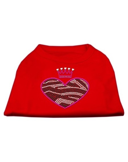 Zebra Heart Rhinestone Dog Shirt Red Lg