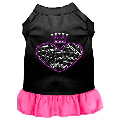 Zebra Heart Rhinestone Dress Black with Bright Pink XXXL