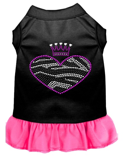 Zebra Heart Rhinestone Dress Black with Bright Pink XXXL