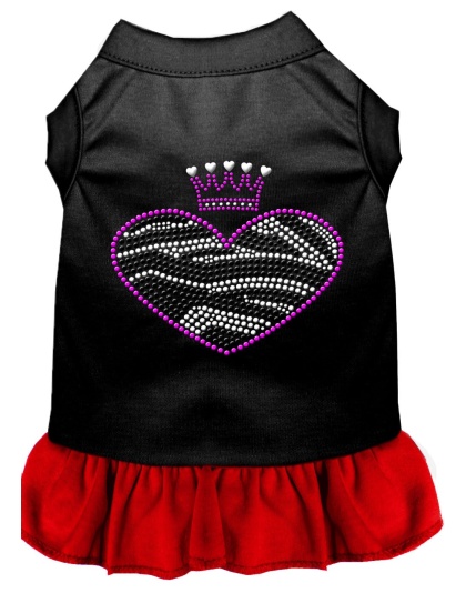 Zebra Heart Rhinestone Dress Black with Red Lg