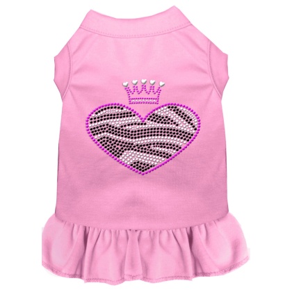 Zebra Heart Rhinestone Dress Light Pink XXXL