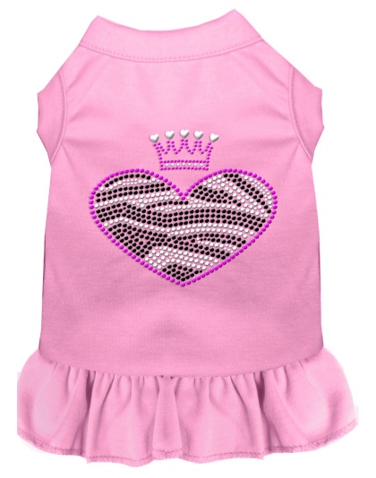 Zebra Heart Rhinestone Dress Light Pink XXXL