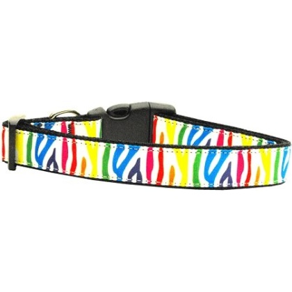 Zebra Rainbow Nylon Cat Collar